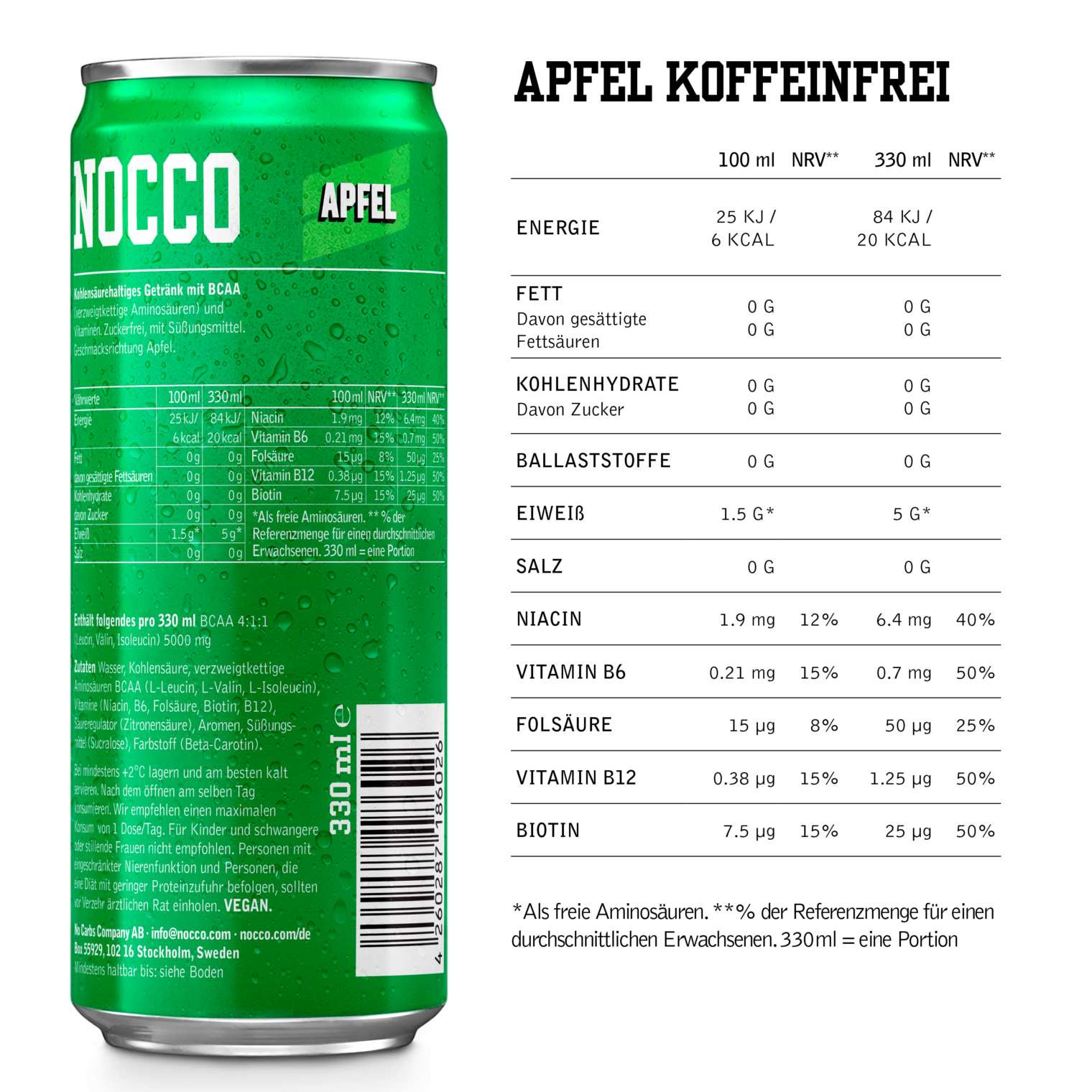 Nocco Apfel Nährwertangaben