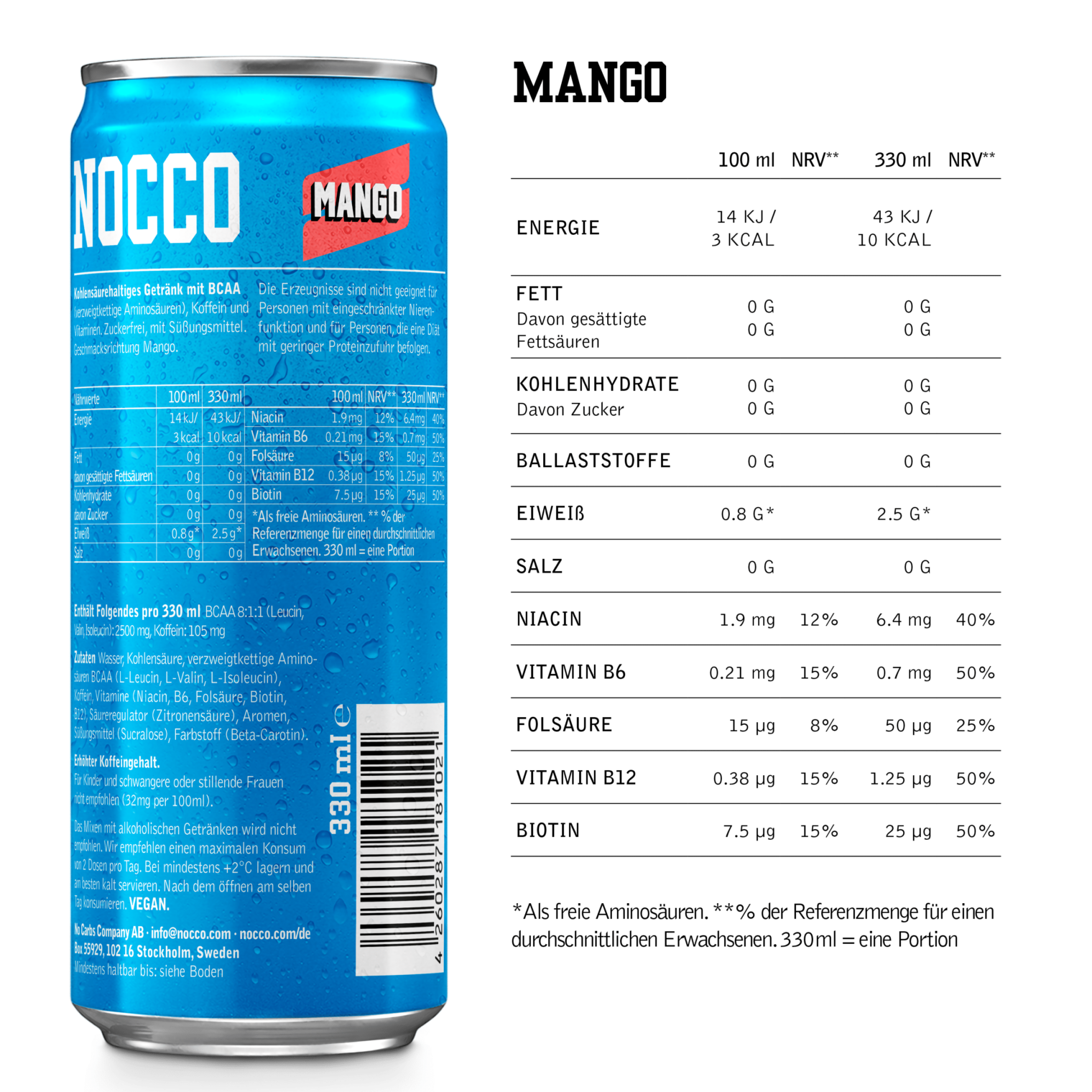 Nocco Mango Nährwertangaben