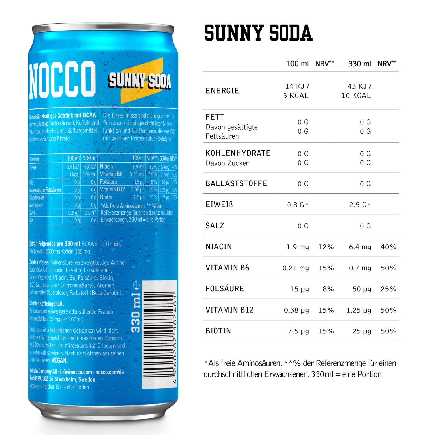 Nocco Sunny Soda Nährwertangaben