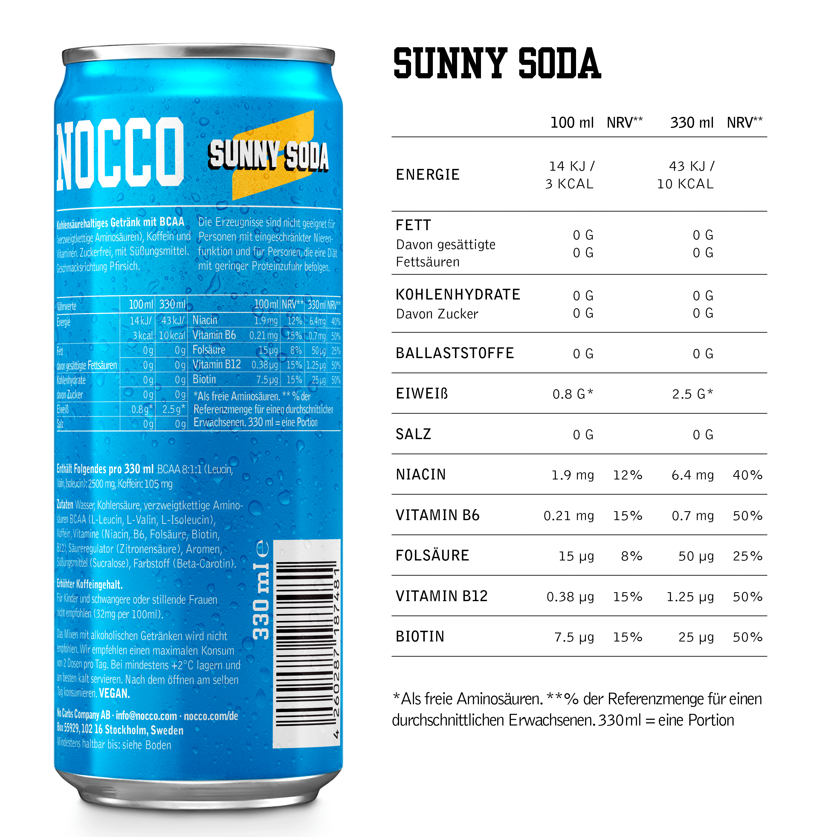Nocco Sunny Soda Nährwertangaben